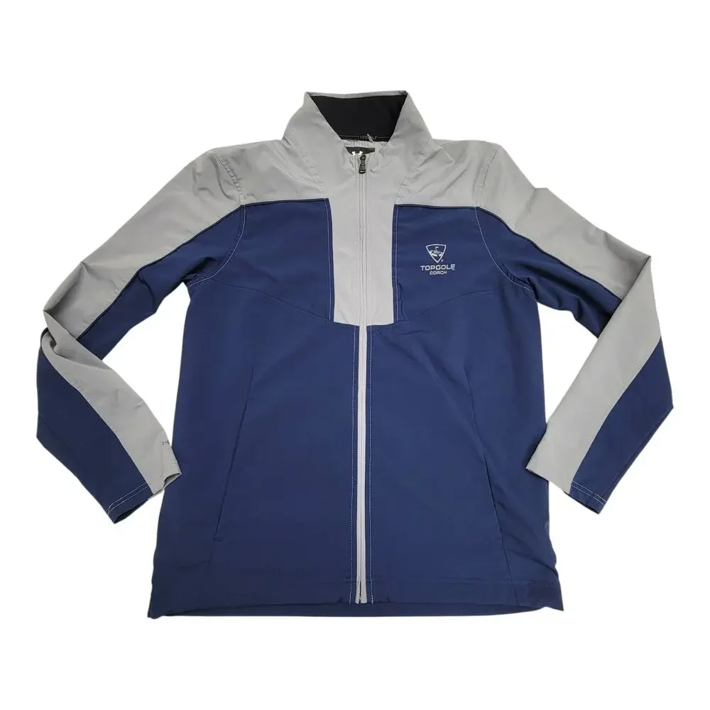 Under Armour UA Storm Topgolf Coach Jacket Mens Medium Full Zip Golf Blue Gray
